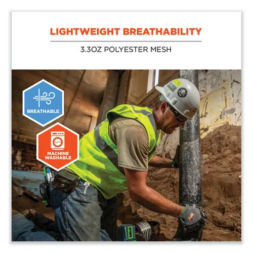 Glowear 8210hl-s Single Size Class 2 Economy Mesh Vest, Polyester, X-large, Lime, Ships In 1-3 Business Days