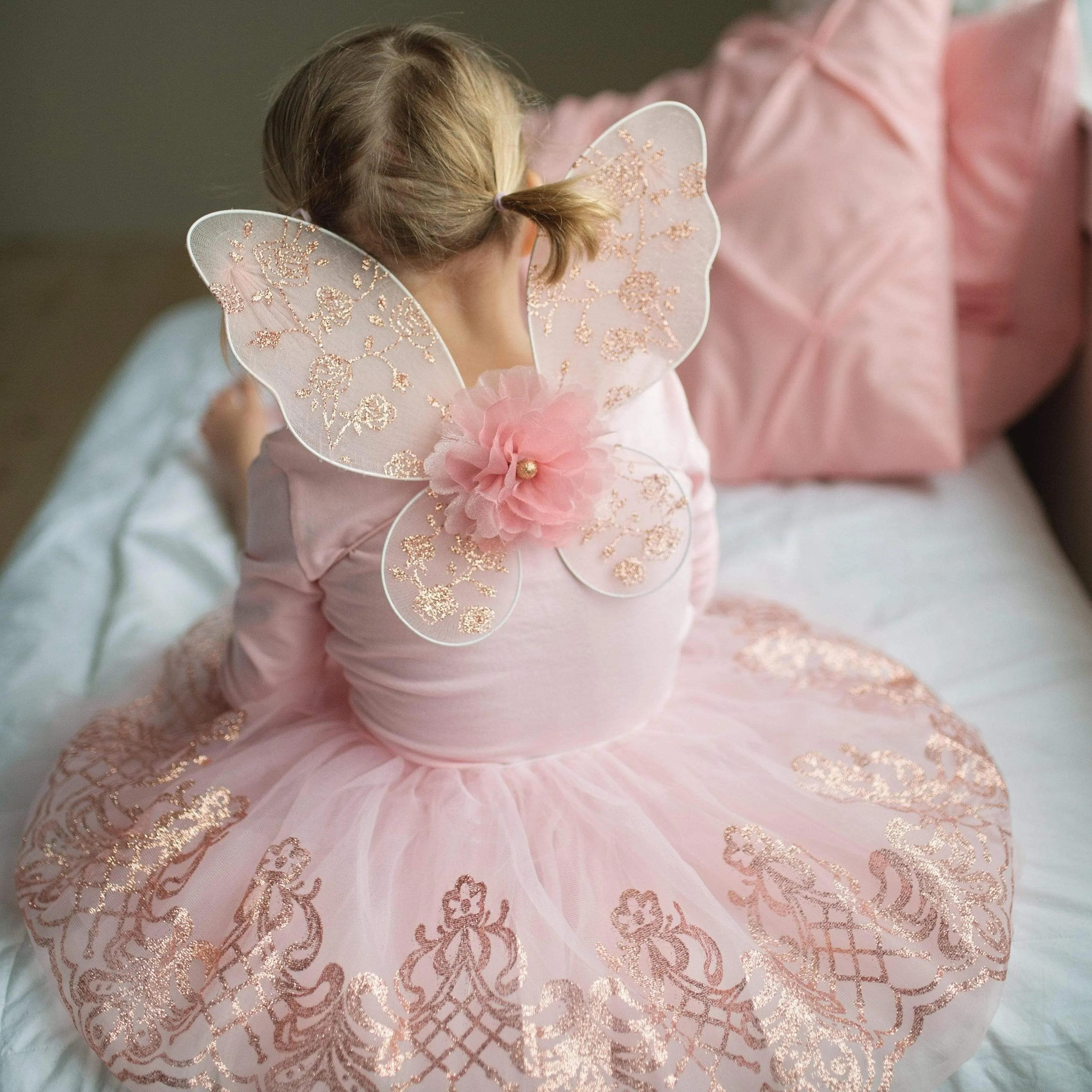 Great Pretenders Fairy Rose Gold Tutu Skirt & Wings Play Costume Set