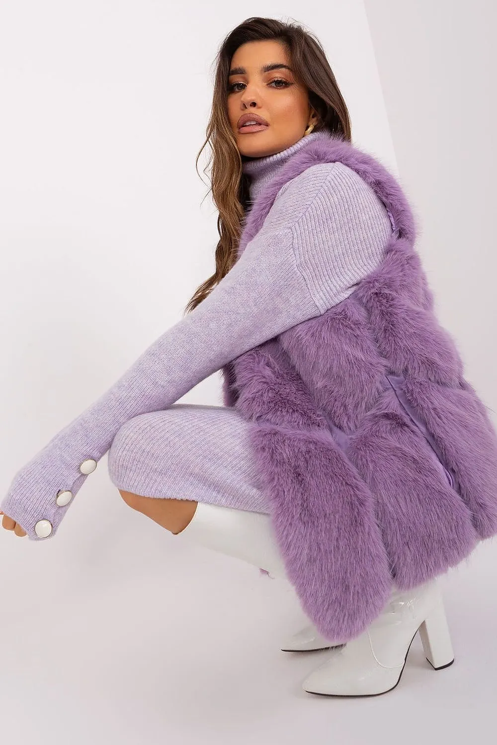 Hook Closure Plush Furry Vest