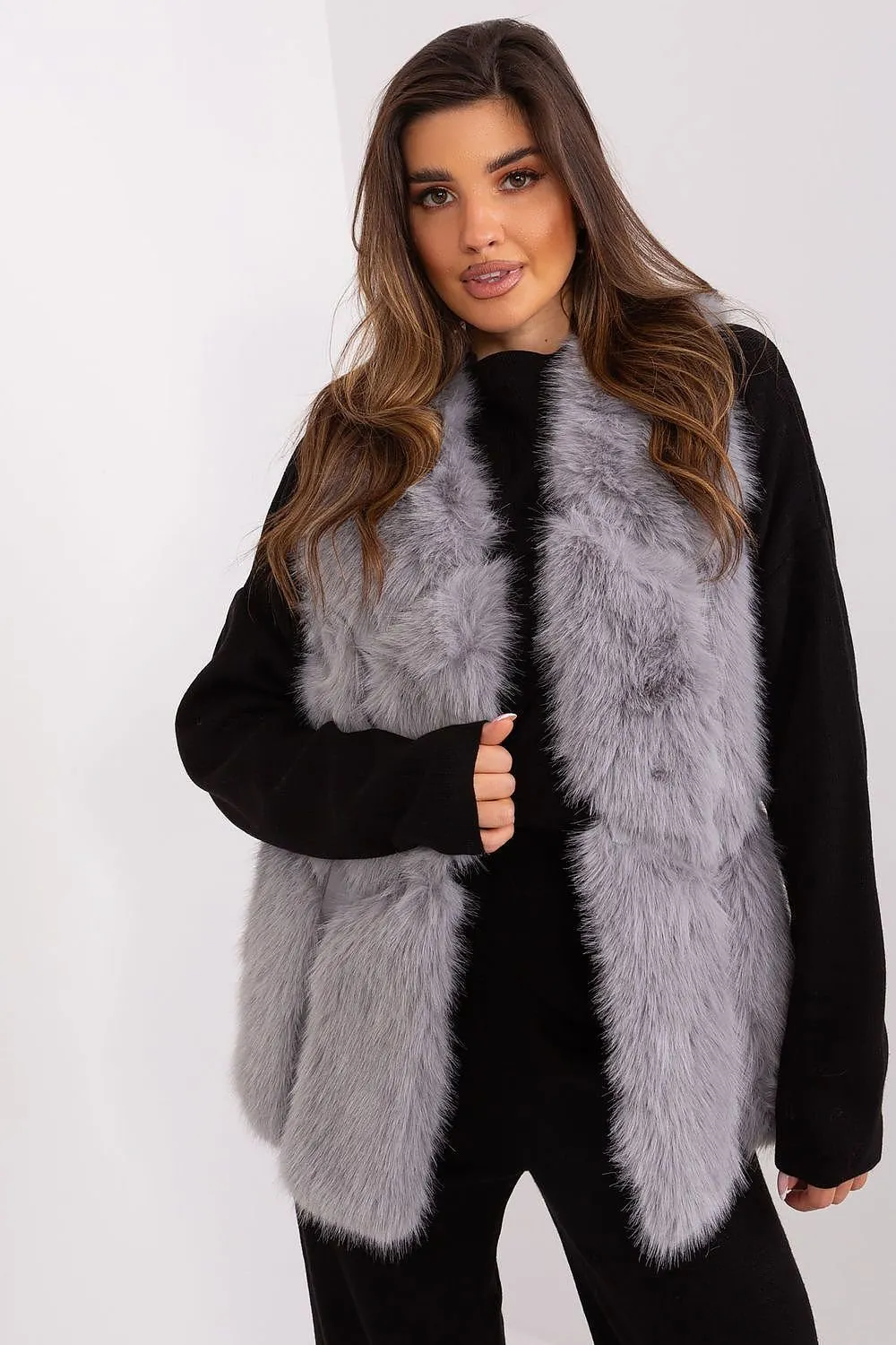 Hook Closure Plush Furry Vest