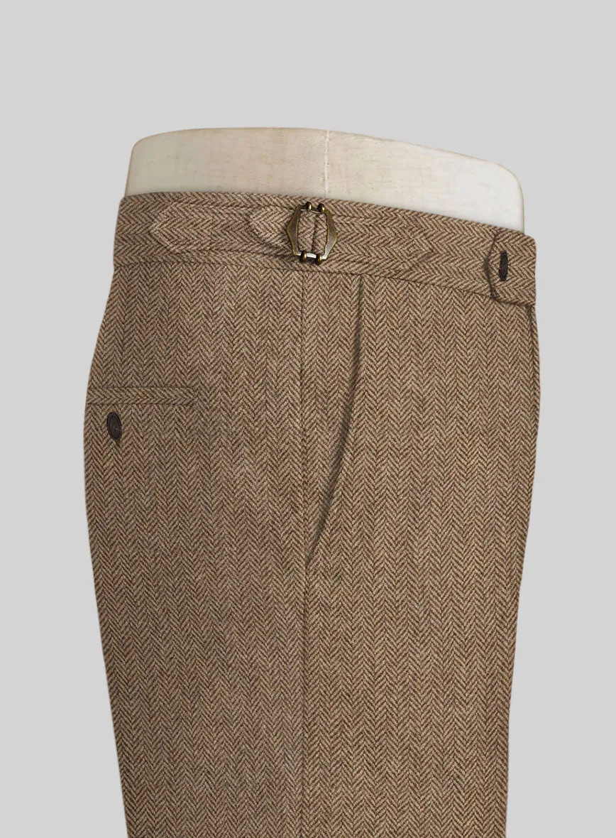 Irish Brown Herringbone Tweed Highland Trousers