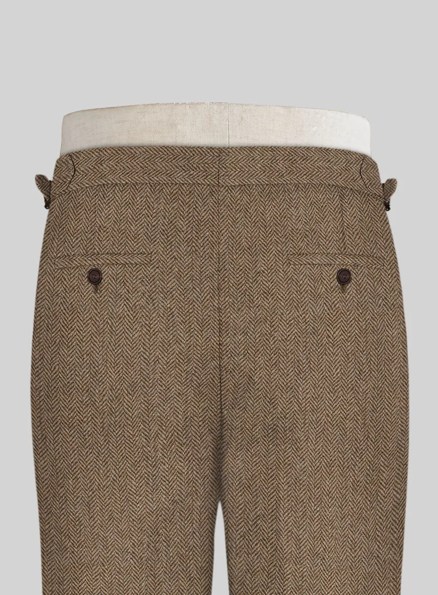 Irish Brown Herringbone Tweed Highland Trousers