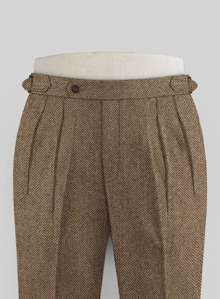 Irish Brown Herringbone Tweed Highland Trousers