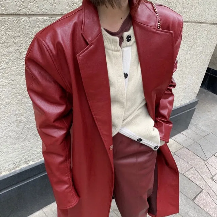 Isabel Red Terracotta Leather Coat