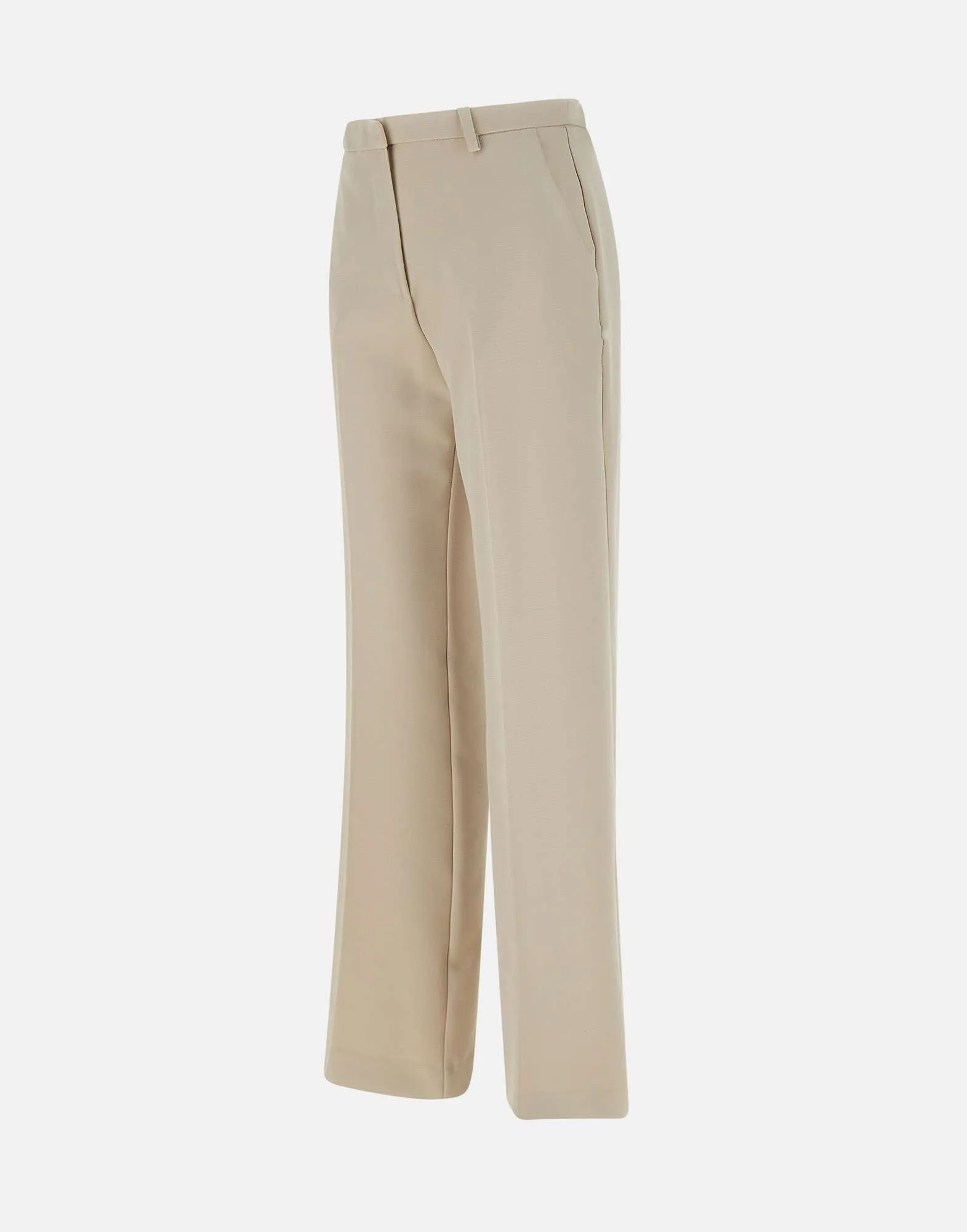 Ivory Stretch Crepe Wide Leg Trousers