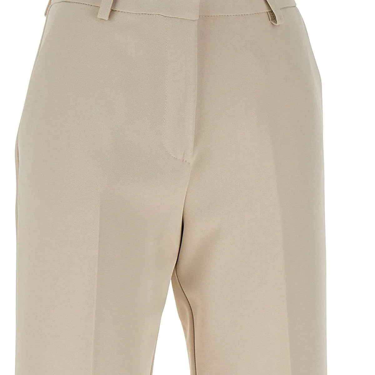 Ivory Stretch Crepe Wide Leg Trousers