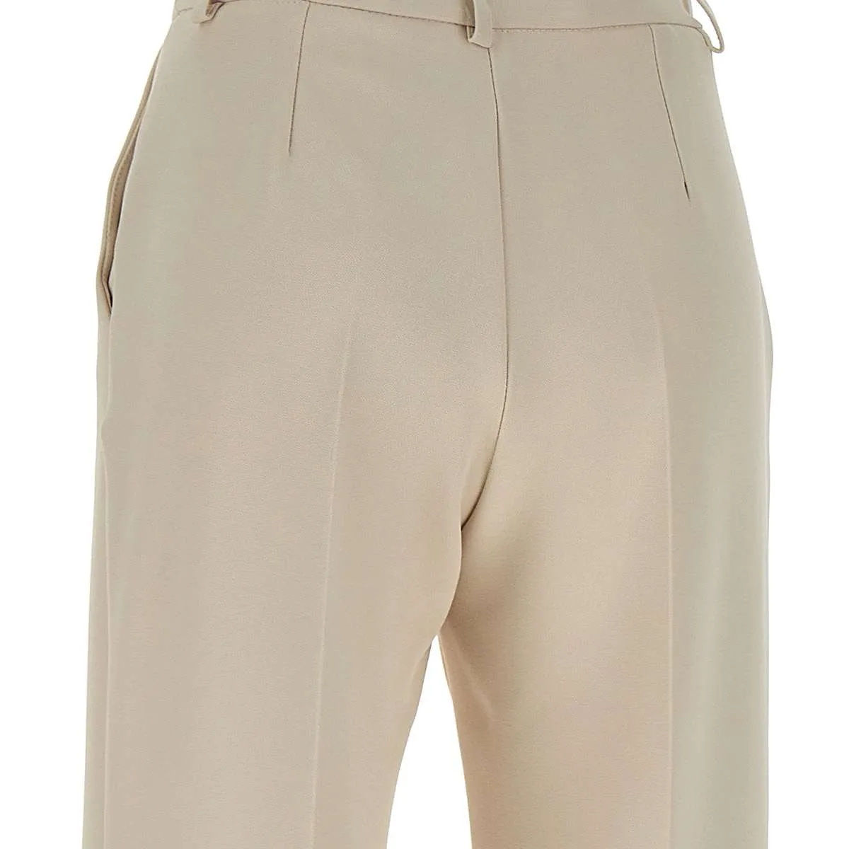 Ivory Stretch Crepe Wide Leg Trousers