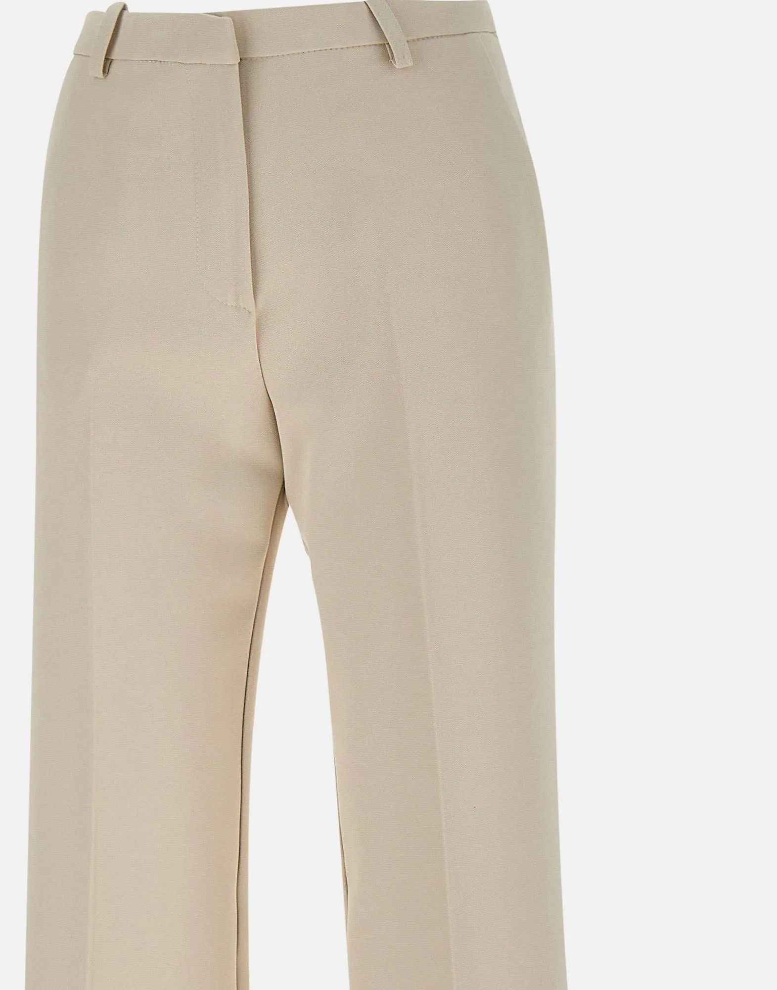 Ivory Stretch Crepe Wide Leg Trousers