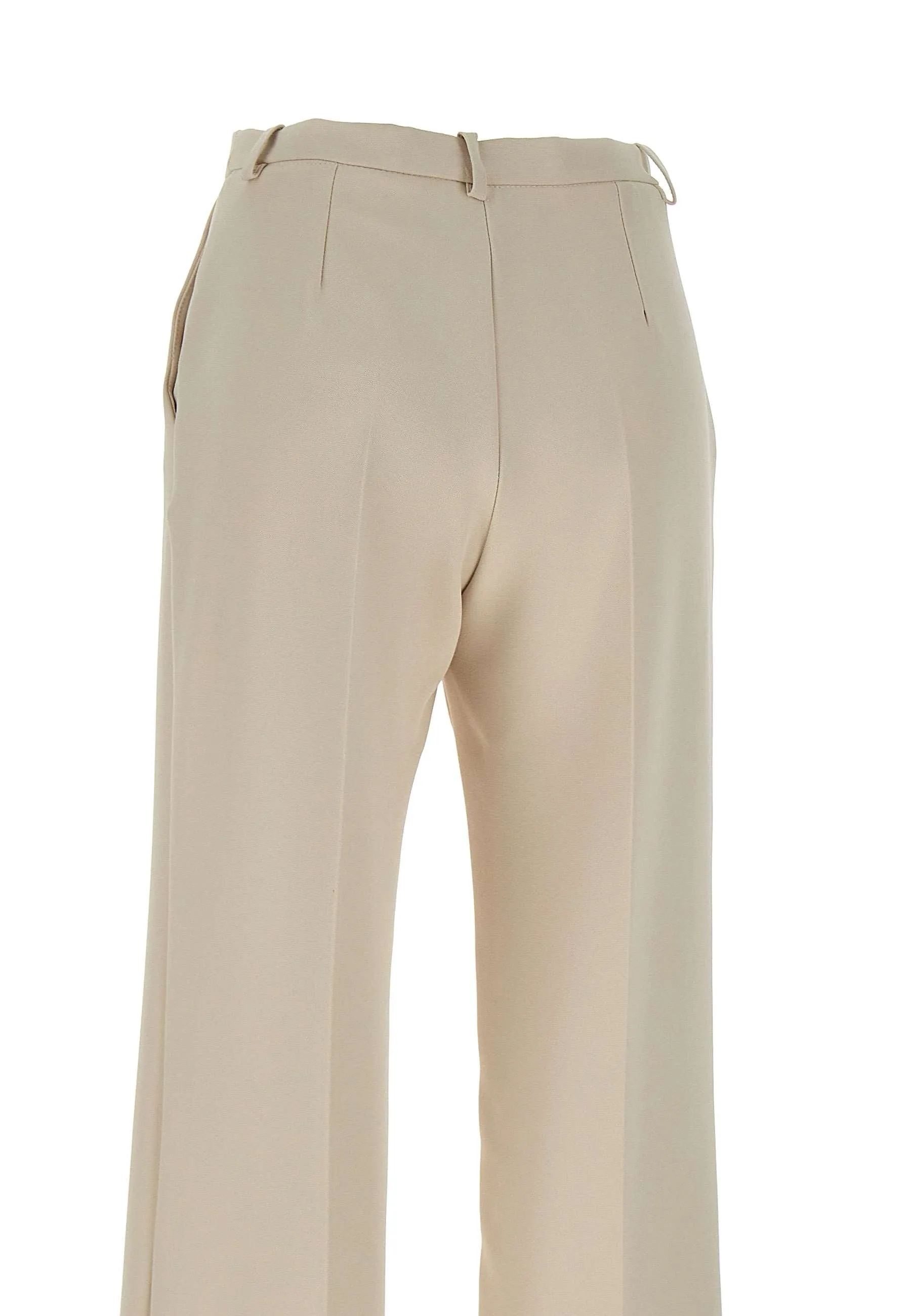 Ivory Stretch Crepe Wide Leg Trousers