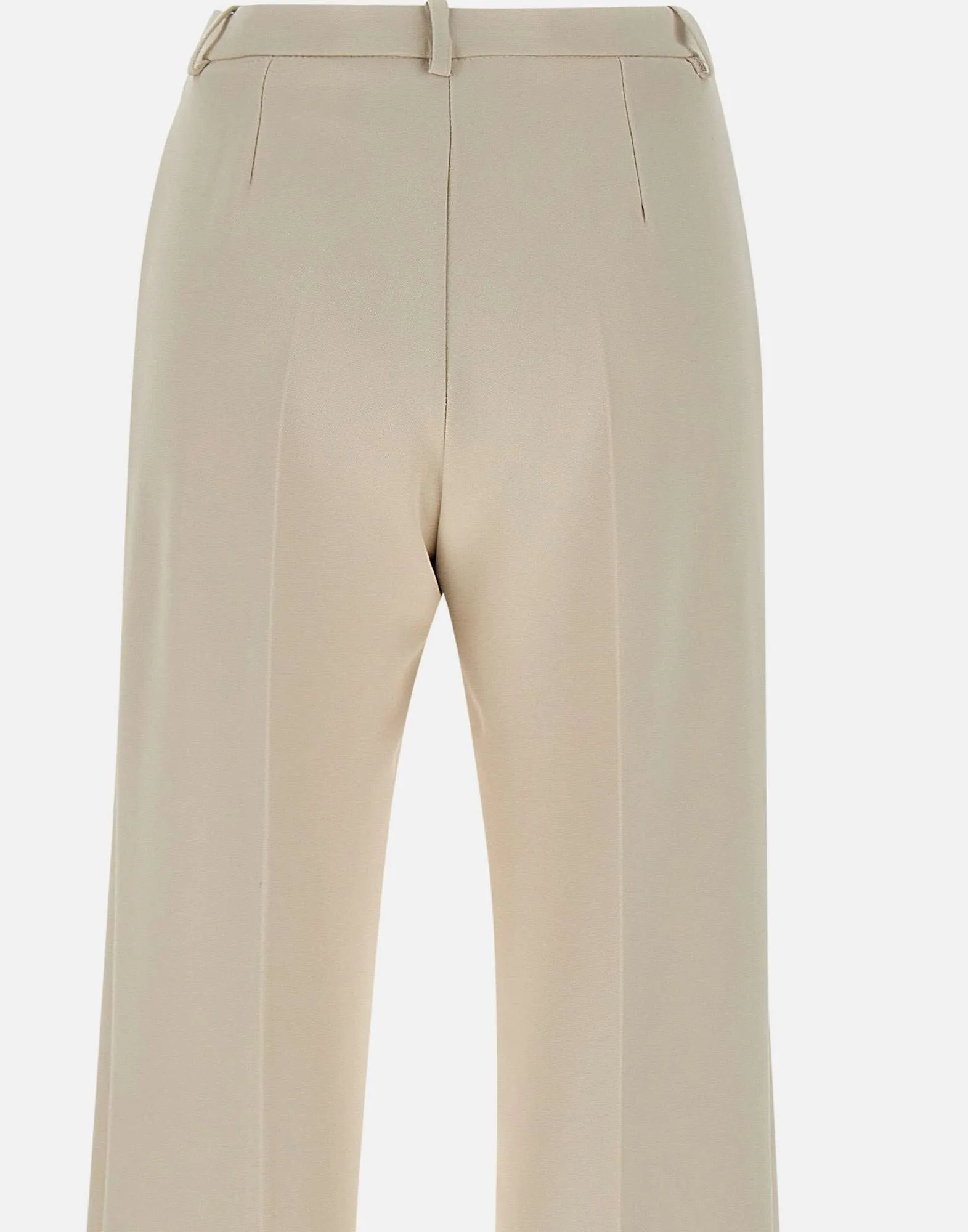 Ivory Stretch Crepe Wide Leg Trousers