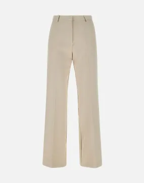 Ivory Stretch Crepe Wide Leg Trousers