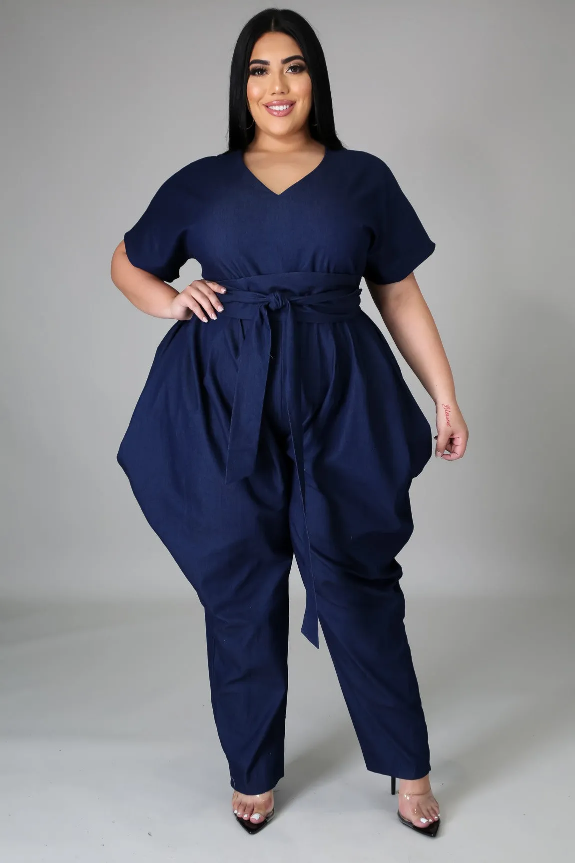 Keep Me Interested Denim Jumpsuit