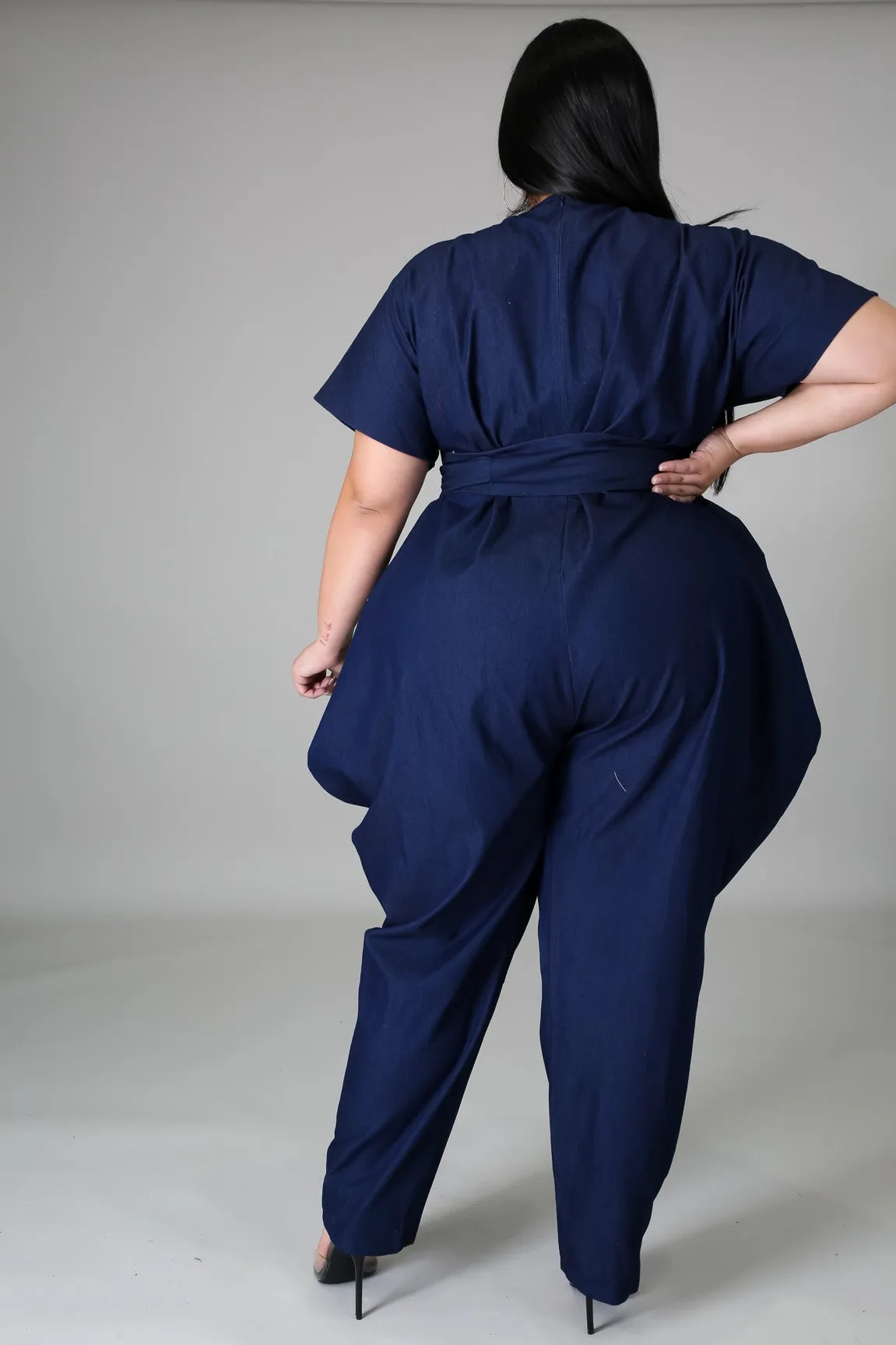 Keep Me Interested Denim Jumpsuit