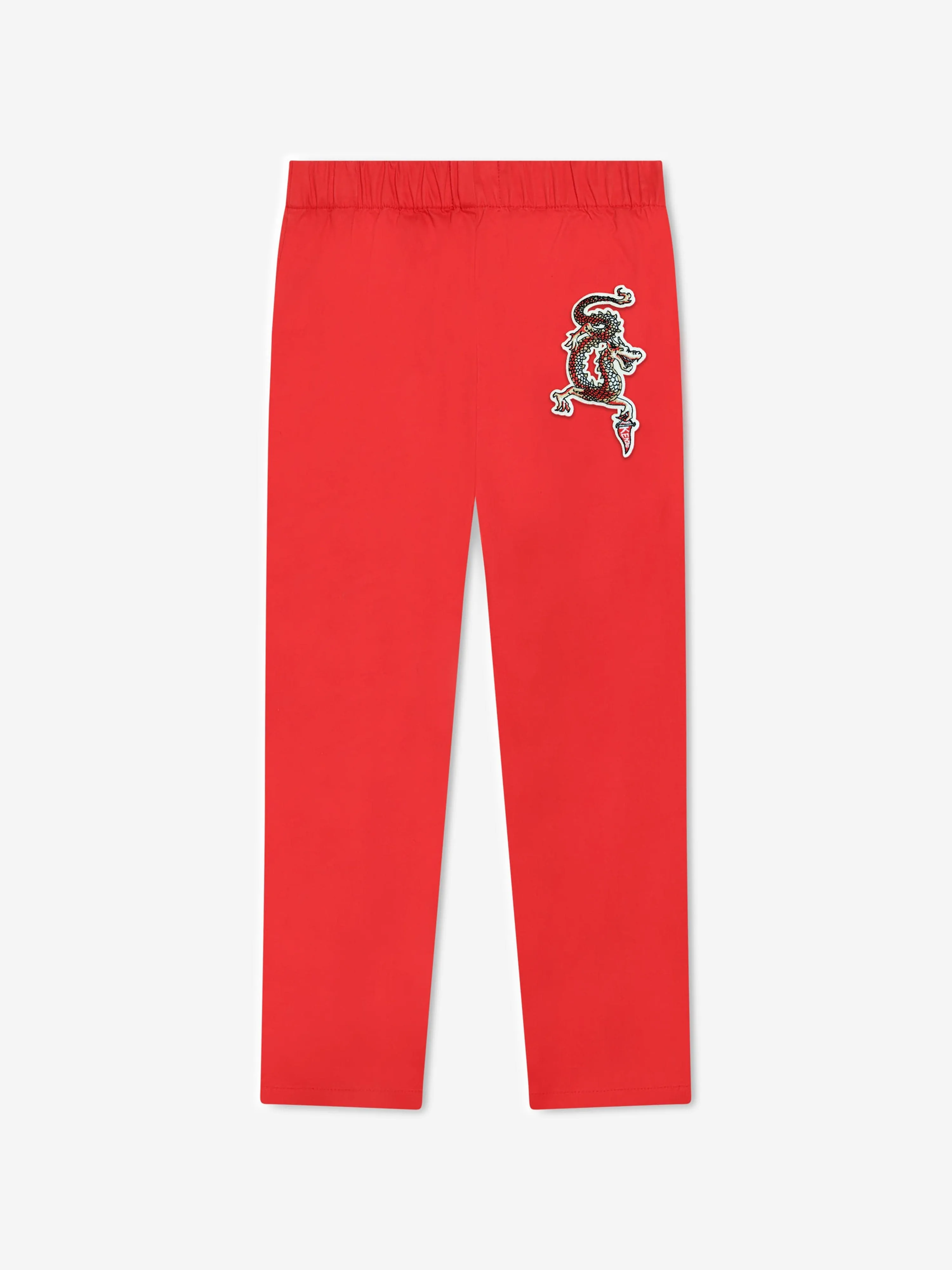 KENZO Boys Embroidered Badge Trousers in Red