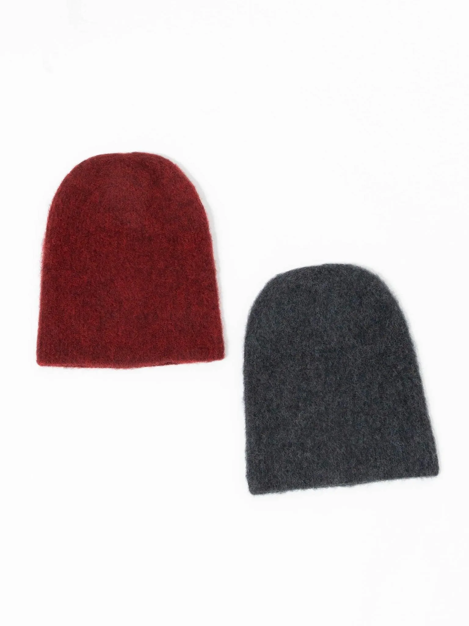 Knit Cap - Charcoal, Wine Red