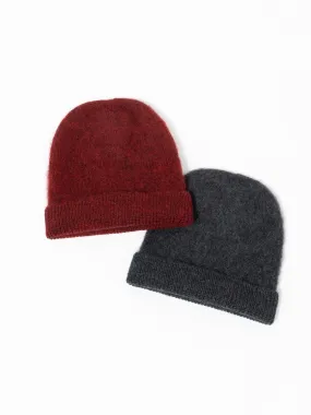 Knit Cap - Charcoal, Wine Red