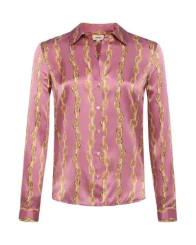 L'Agence Tyler Mauve Rose Metallic Chain Print Blouse