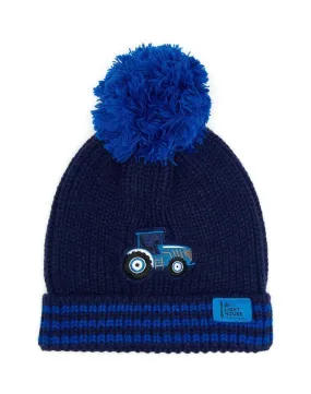 Lighthouse Boys Bobbie Hat Blue Tractor & Stripes