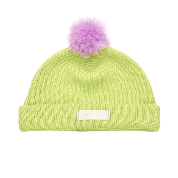 Lime Pom Pom Beanie