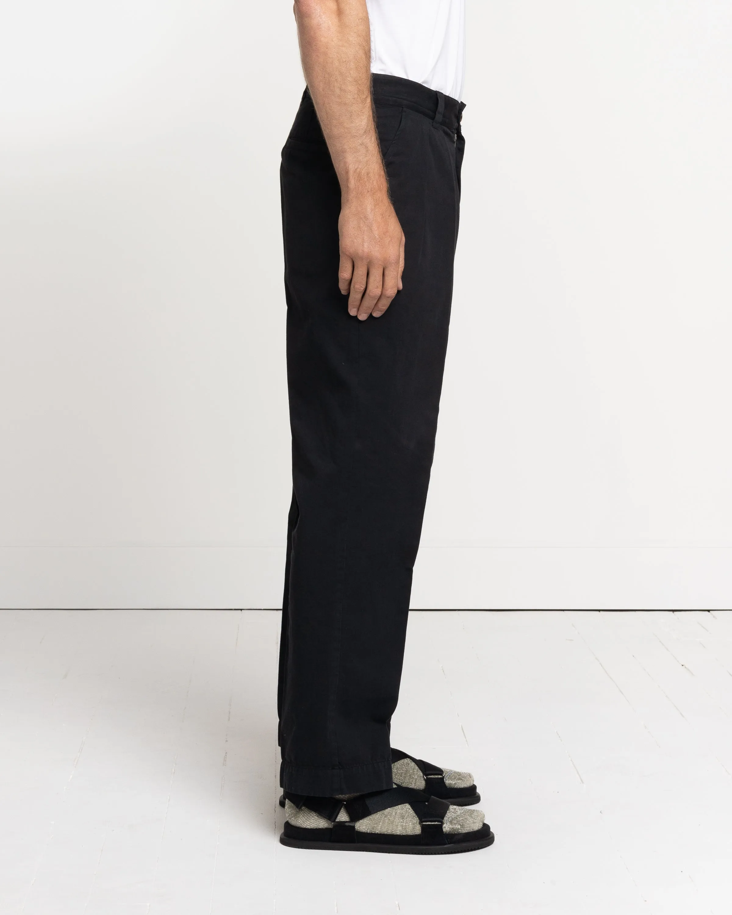 Linen Pleated Pants in Black