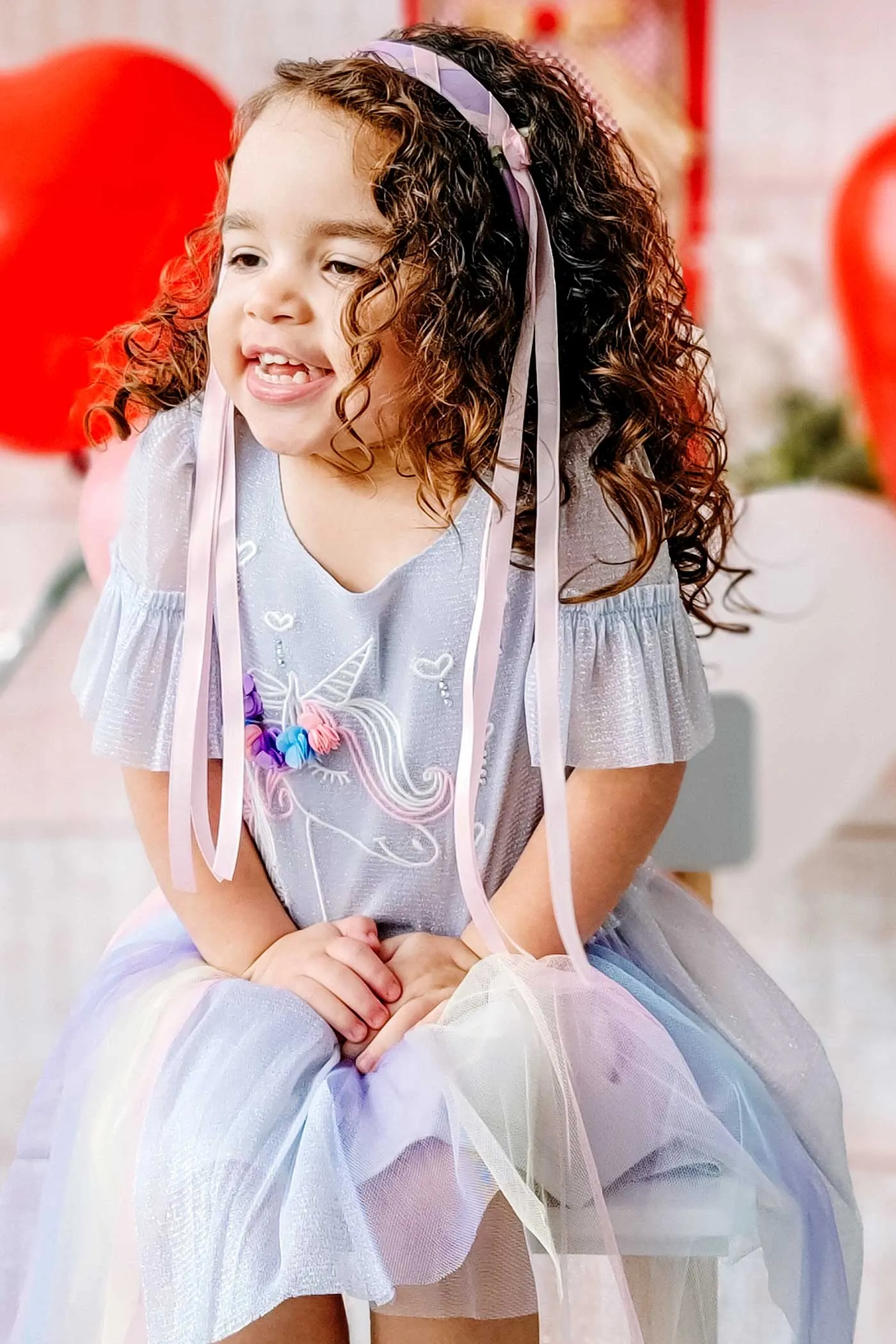 Little Girls Rainbow Tutu Short Sleeve Unicorn Dress