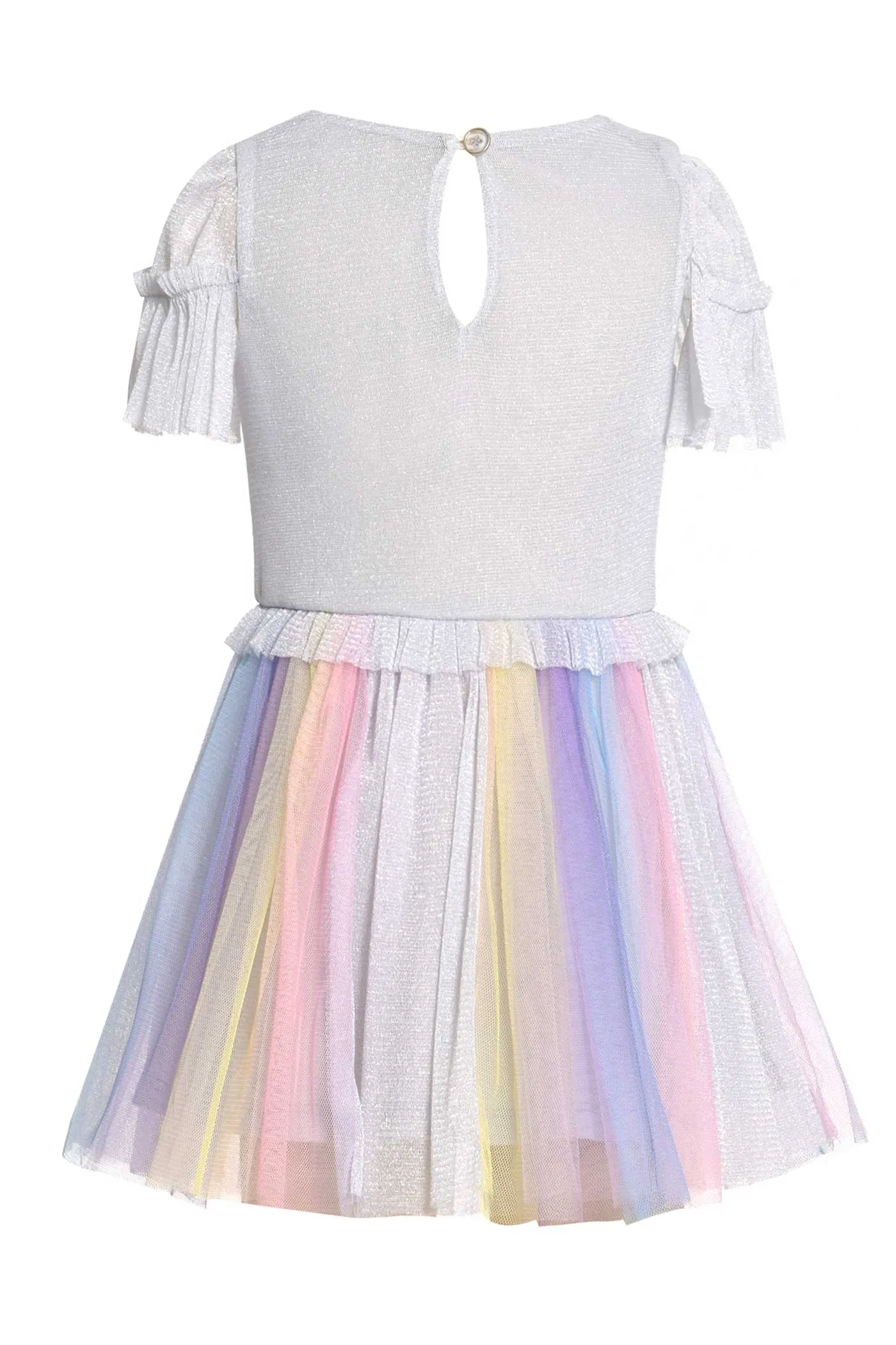 Little Girls Rainbow Tutu Short Sleeve Unicorn Dress