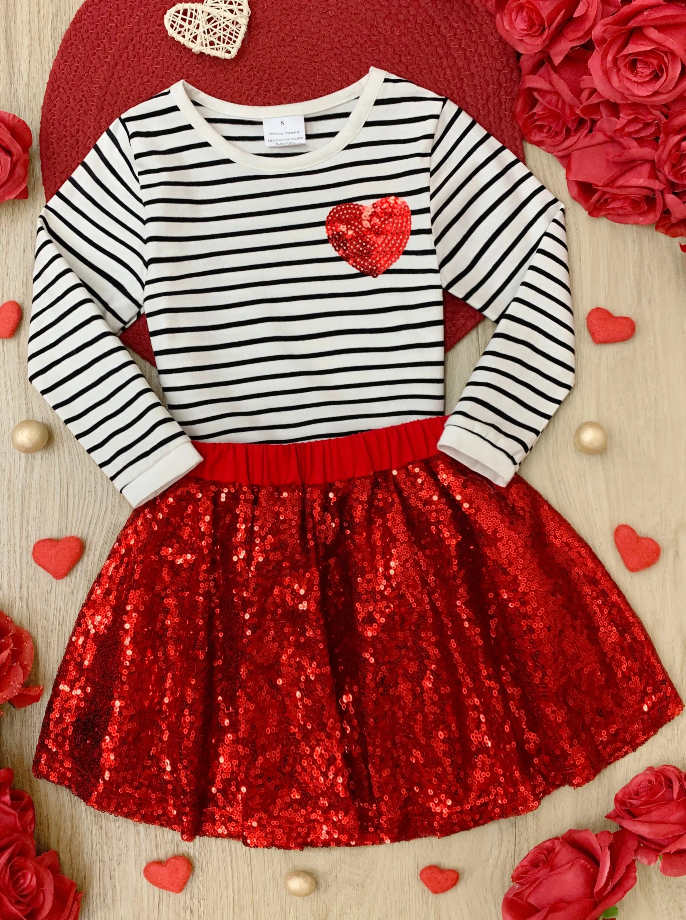 Little Miss Cupid Sequin Skirt Set