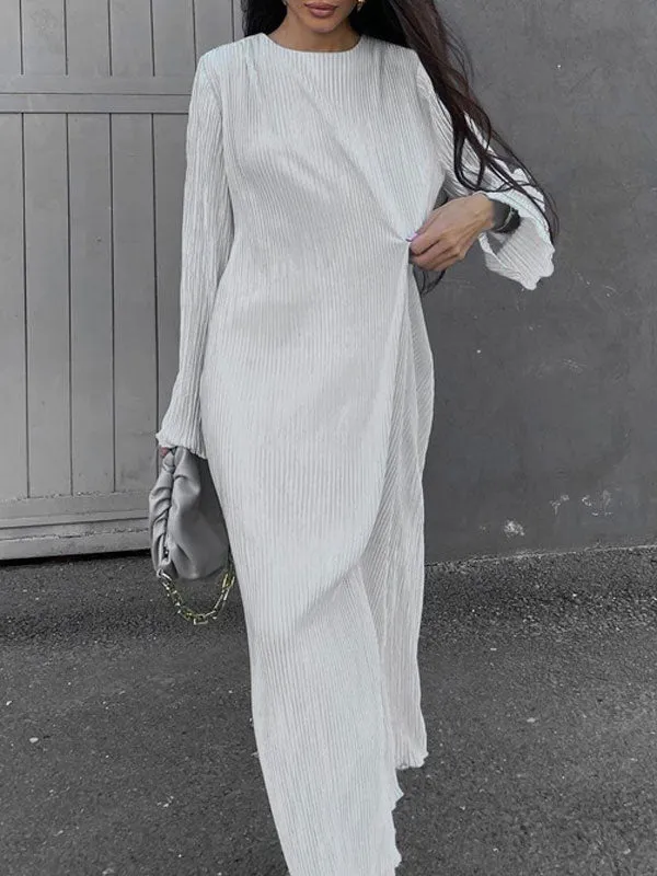 Long Sleeve Pleated Maxi Dress