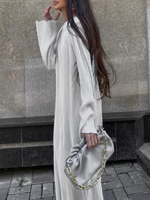 Long Sleeve Pleated Maxi Dress