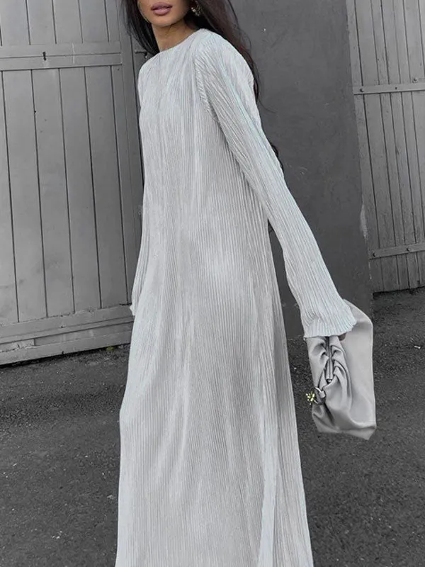 Long Sleeve Pleated Maxi Dress