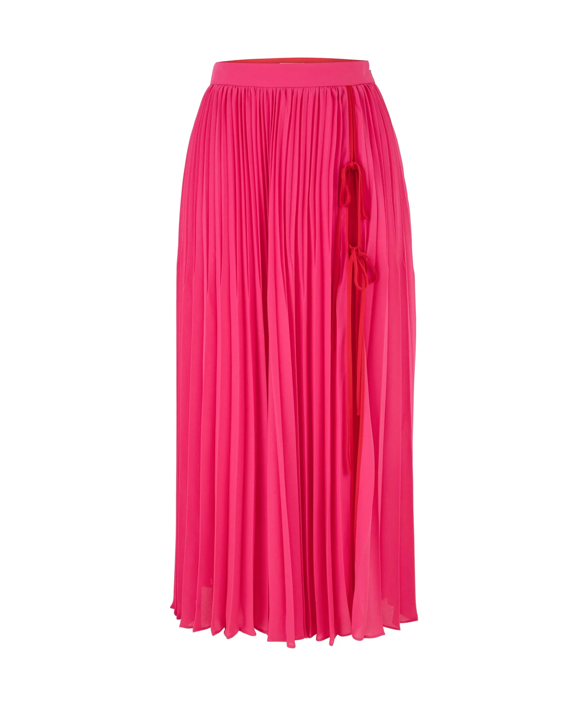 Machka Pleated Midi Skirt With Lacing Detail Fuchsia