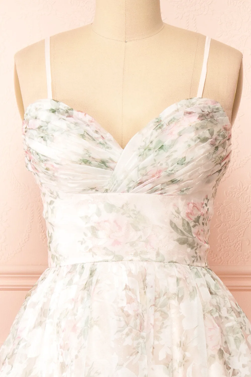 Mahalia Pink | Midi Floral Gown w/ Sparkly Lining