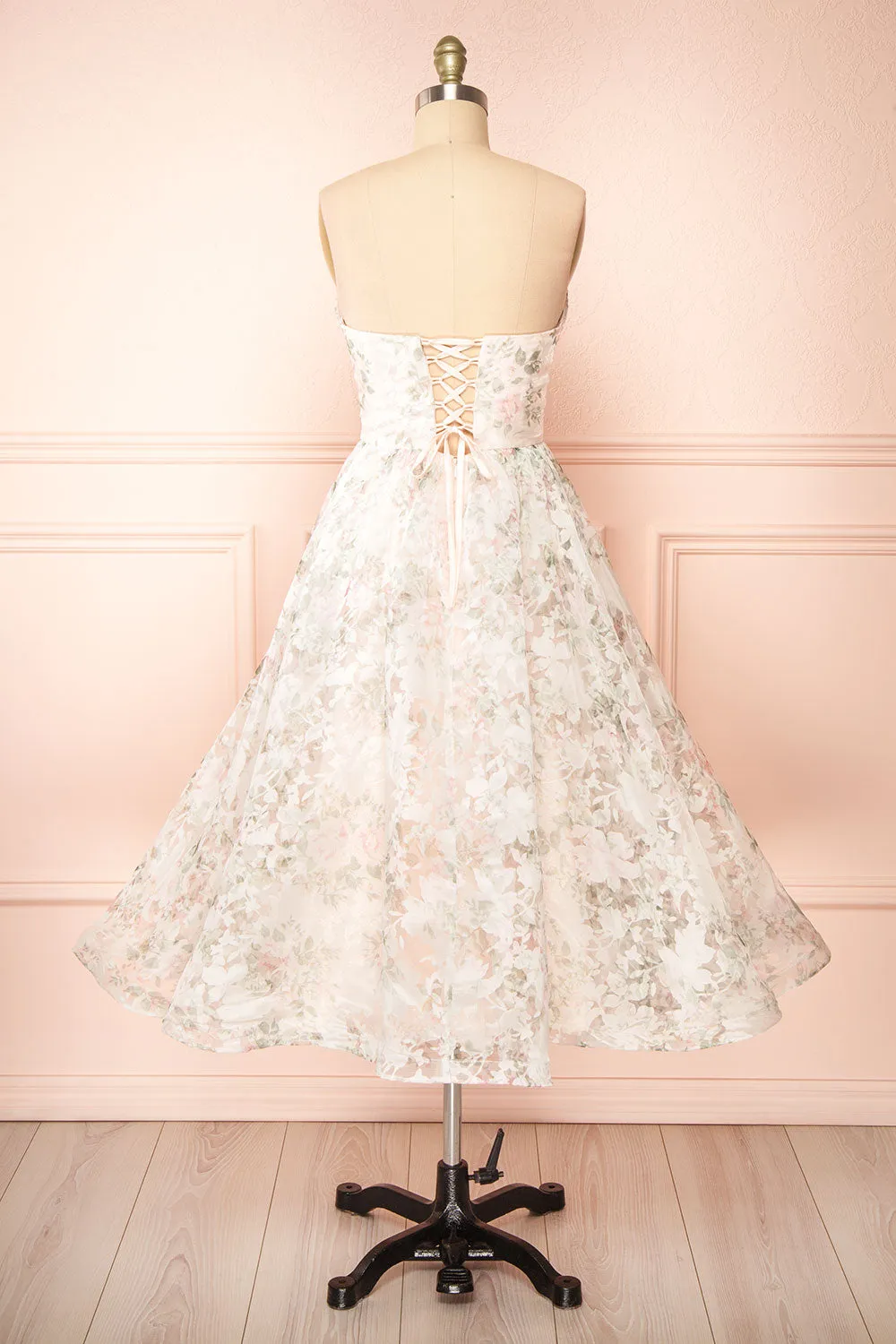 Mahalia Pink | Midi Floral Gown w/ Sparkly Lining