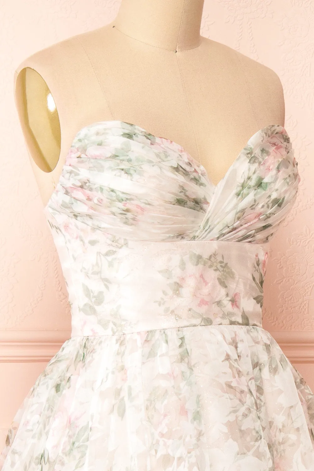 Mahalia Pink | Midi Floral Gown w/ Sparkly Lining