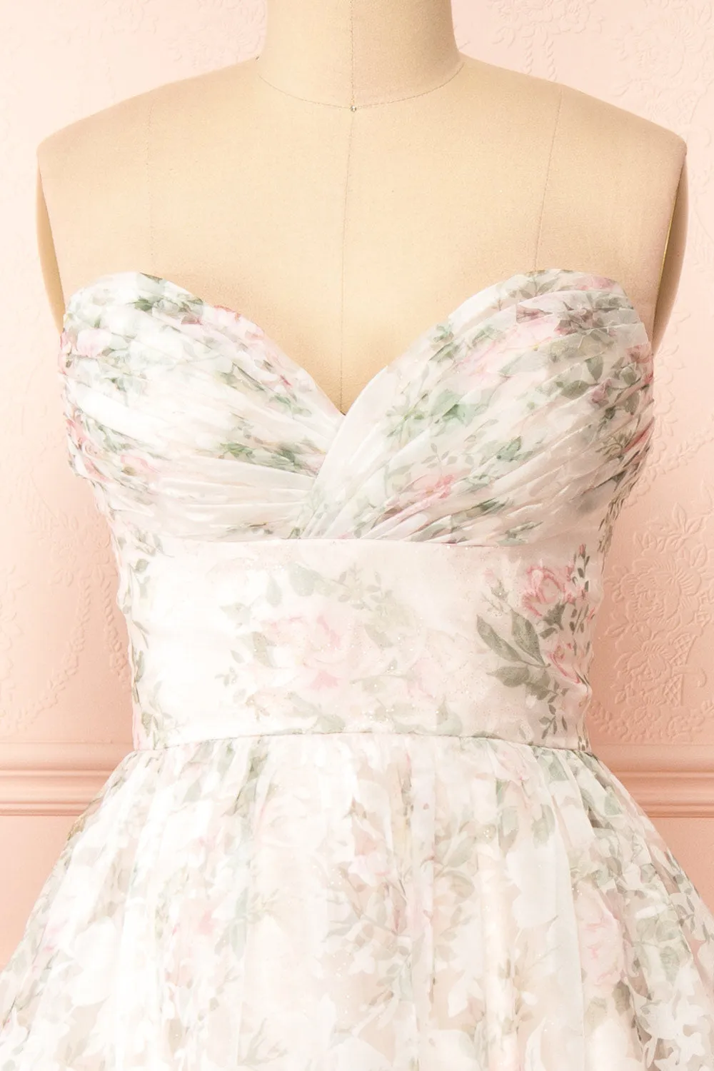 Mahalia Pink | Midi Floral Gown w/ Sparkly Lining