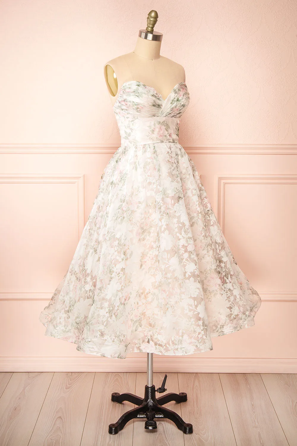 Mahalia Pink | Midi Floral Gown w/ Sparkly Lining