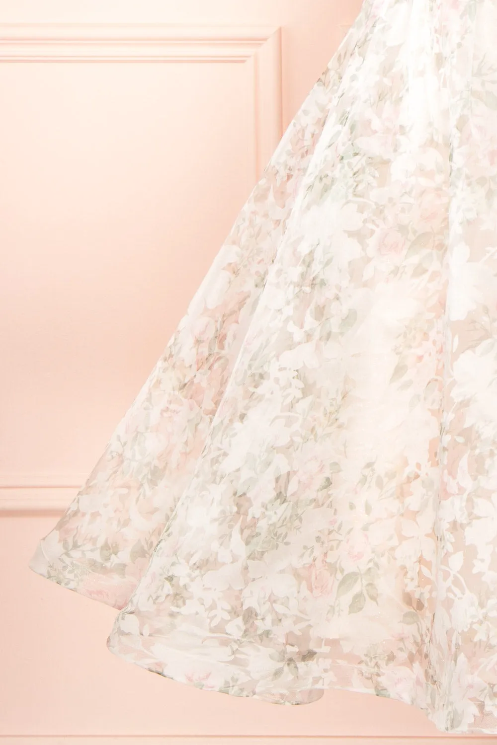 Mahalia Pink | Midi Floral Gown w/ Sparkly Lining