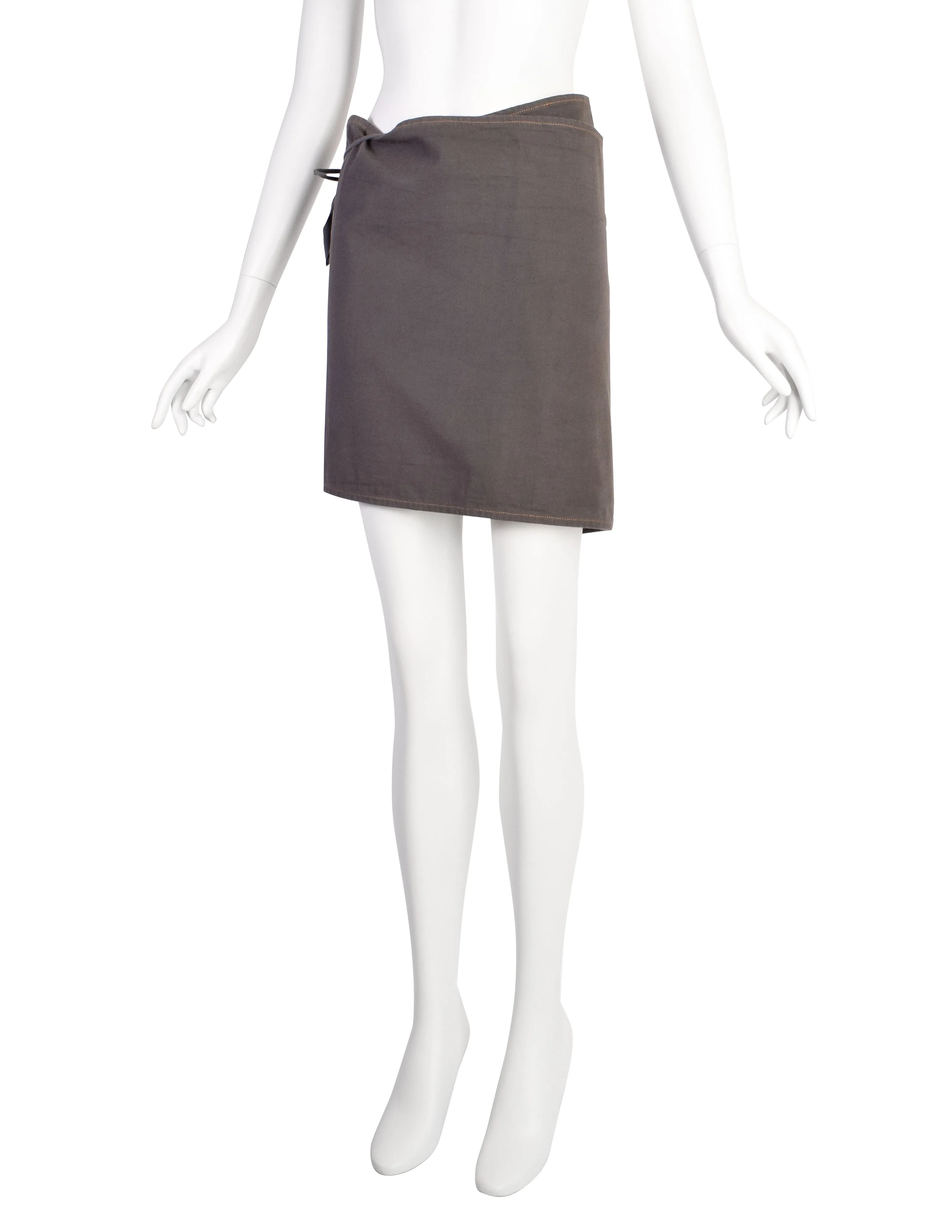 Maison Martin Margiela Vintage SS 1991 Grey Cotton Mini Apron Wrap Skirt