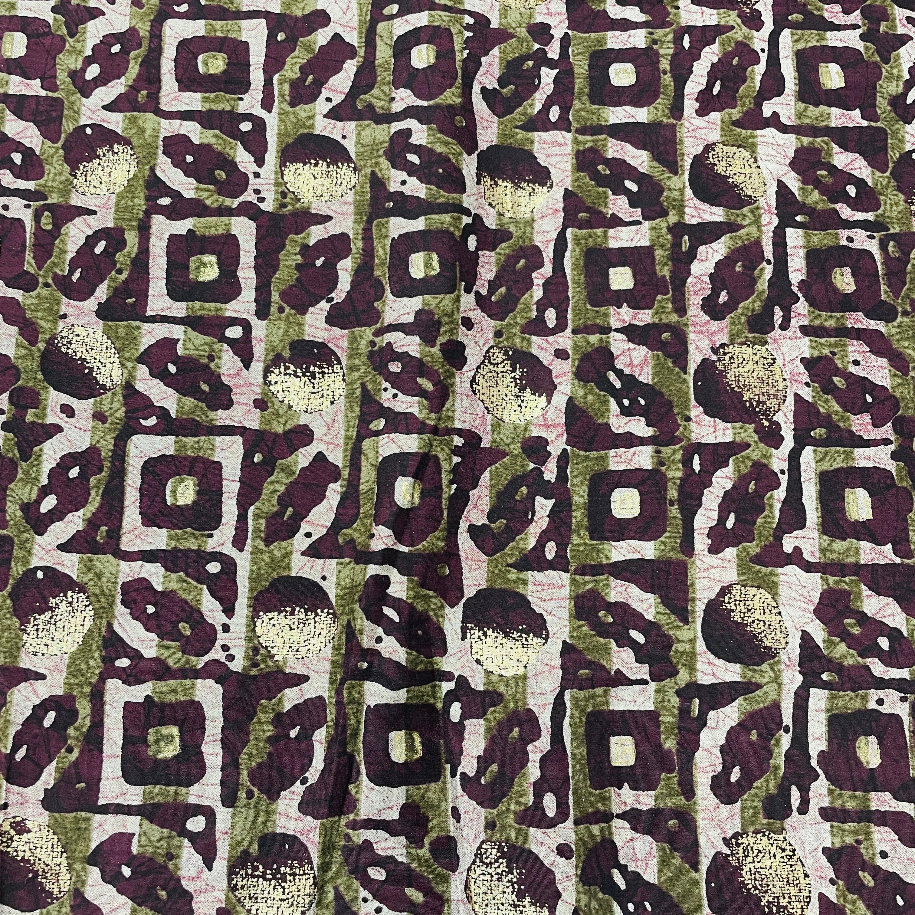 Maroon Abstract Foil Print Chanderi Silk Fabric