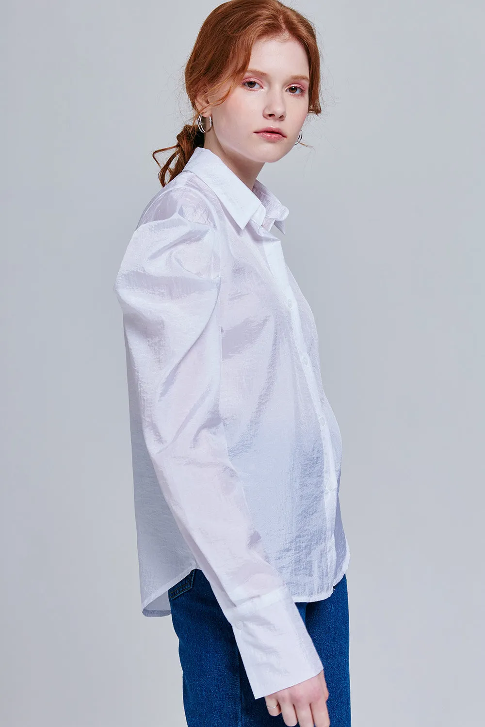 Mckenna Button-Up Puff Sleeve Blouse