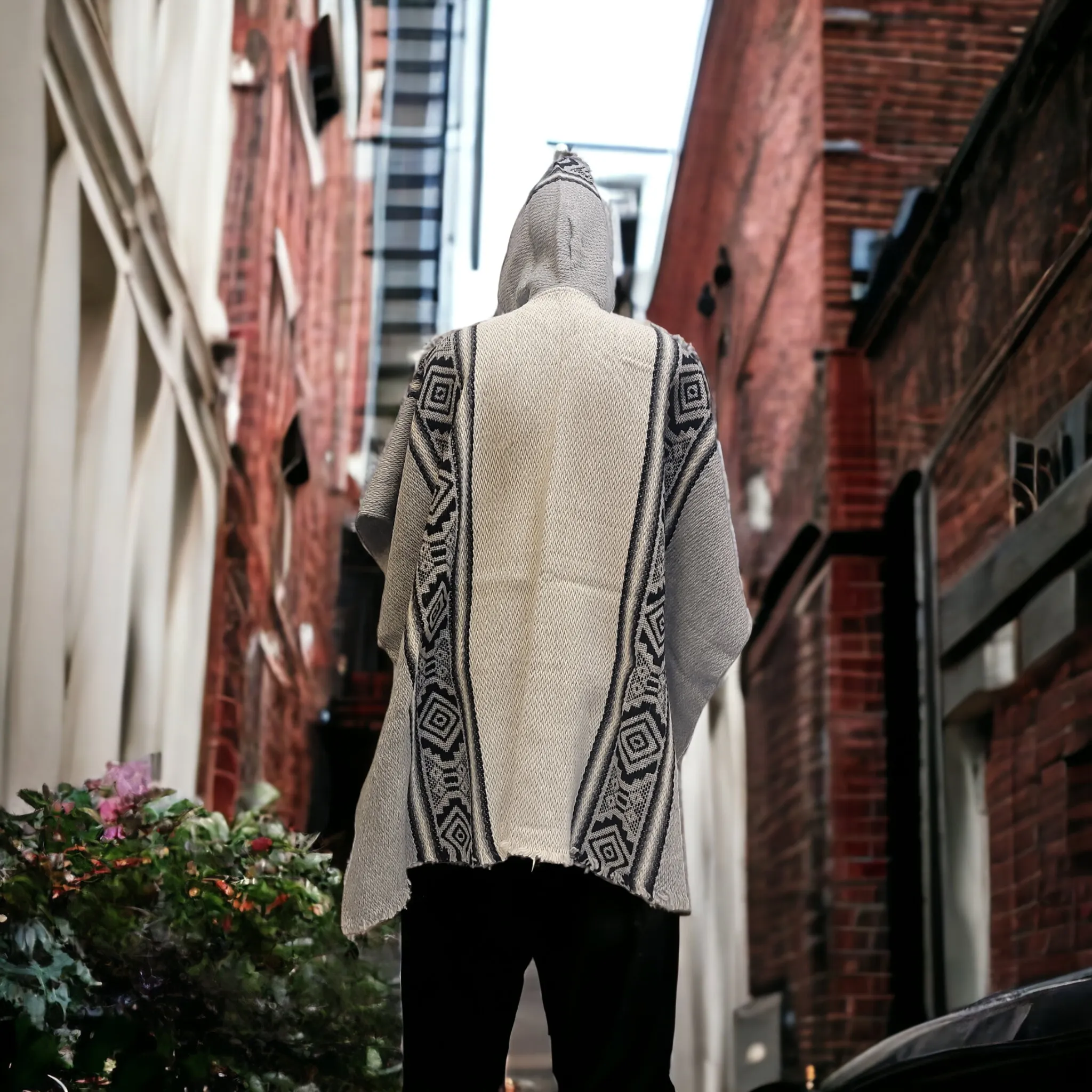 Men's Indigenous Grey fair trade poncho