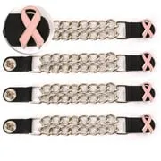 Milwaukee Leather Pink Ribbon Medallion Vest Extender - Double Chrome