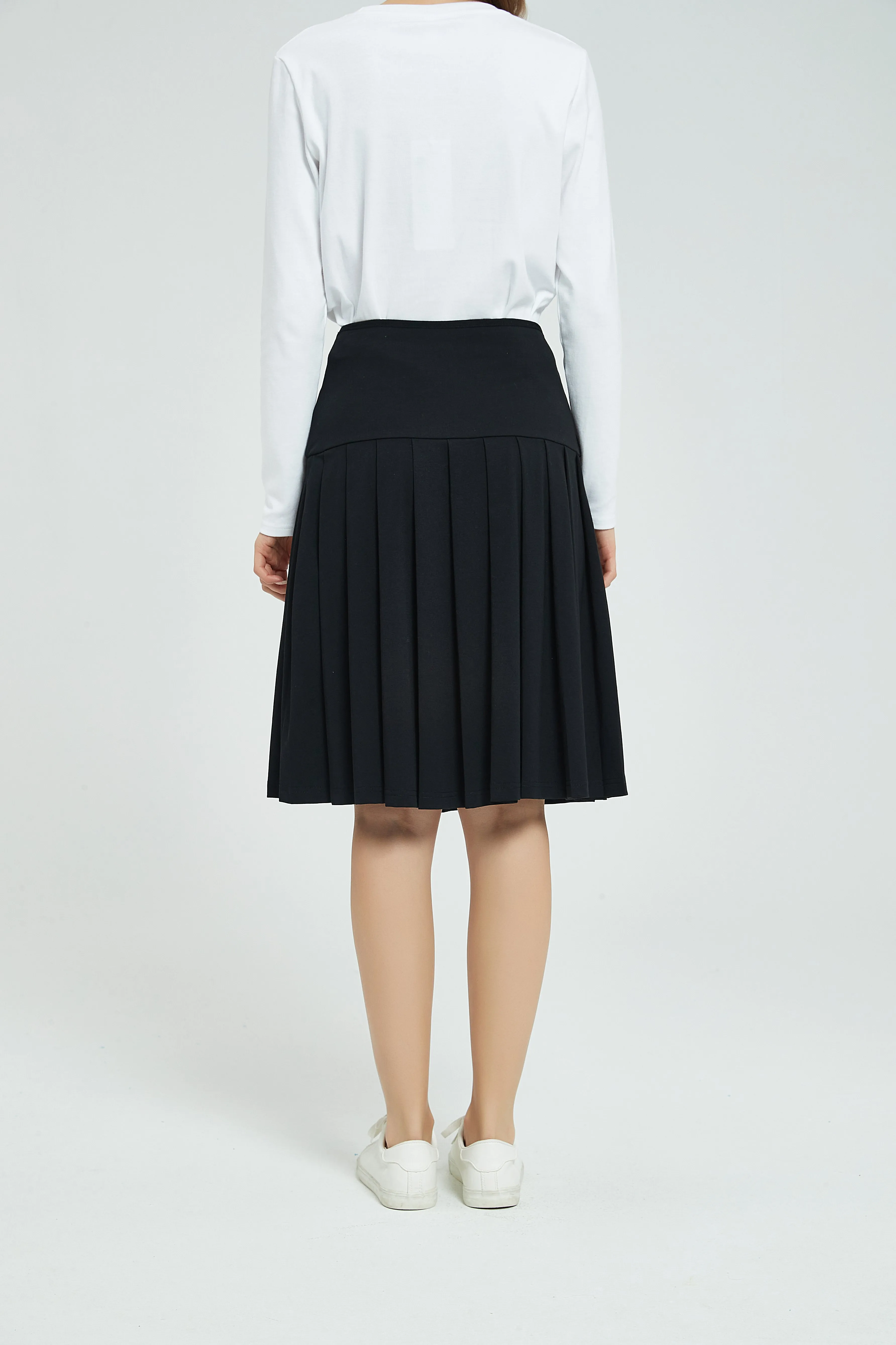 MM COTTON PLEATED SKIRT - BLACK