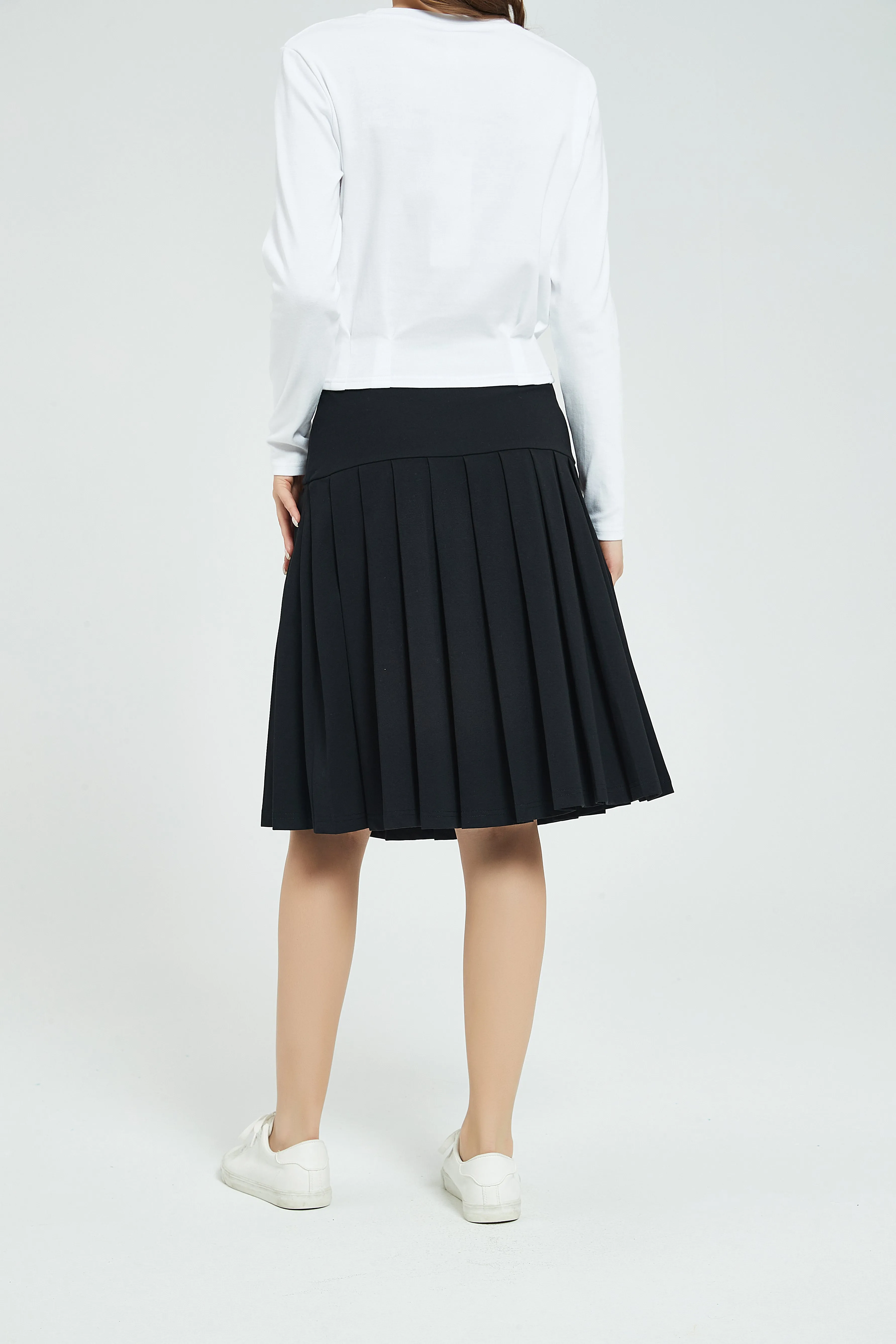 MM COTTON PLEATED SKIRT - BLACK