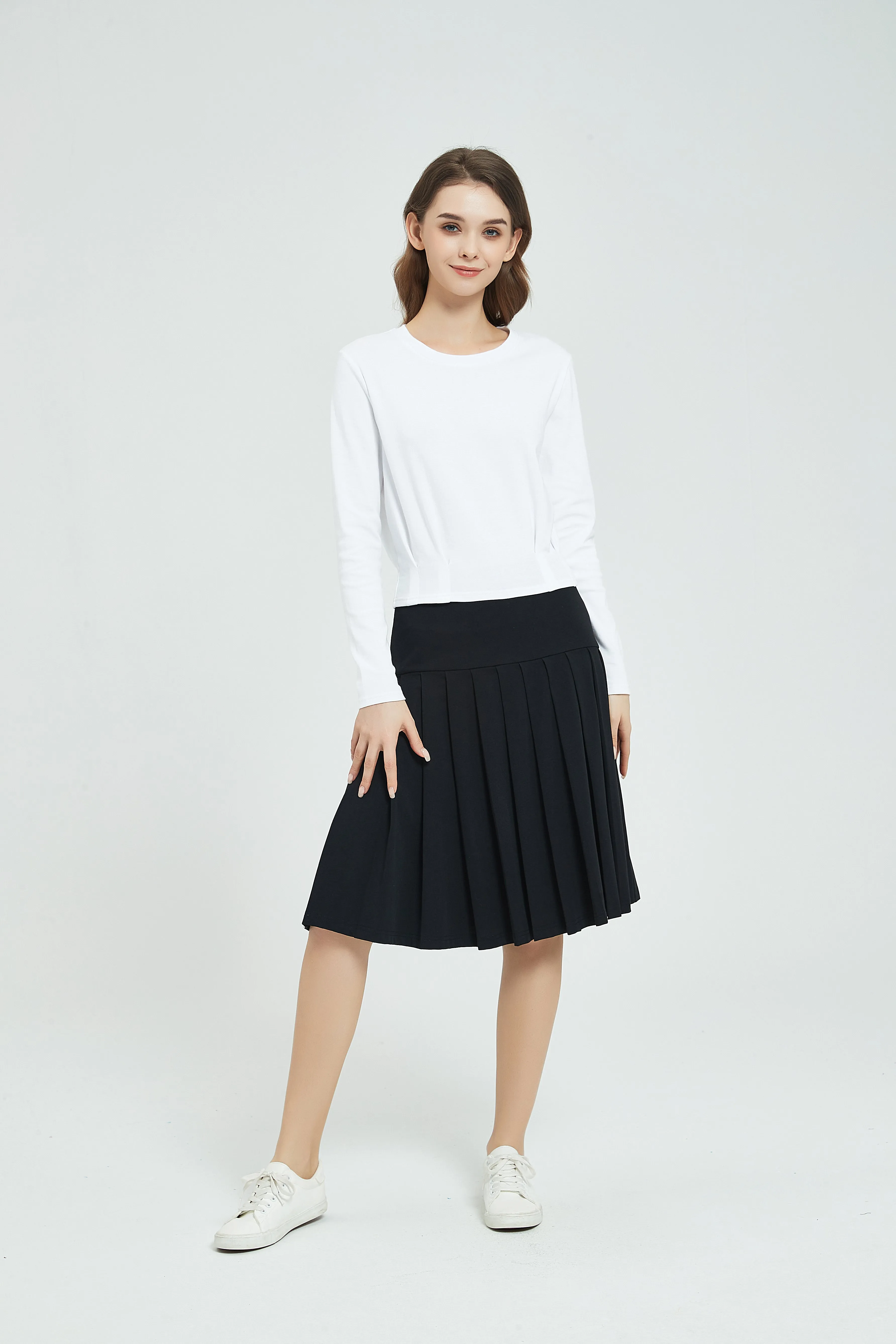 MM COTTON PLEATED SKIRT - BLACK