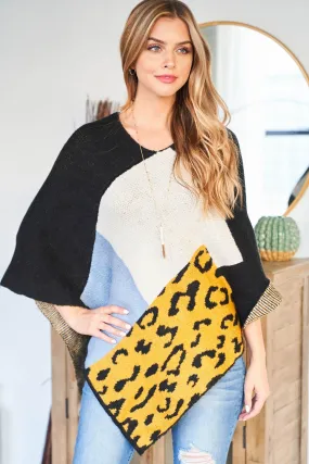 MULTI PATTERN LEOPARD KNIT SOFT PONCHO (NOW $7.75 ONLY!)