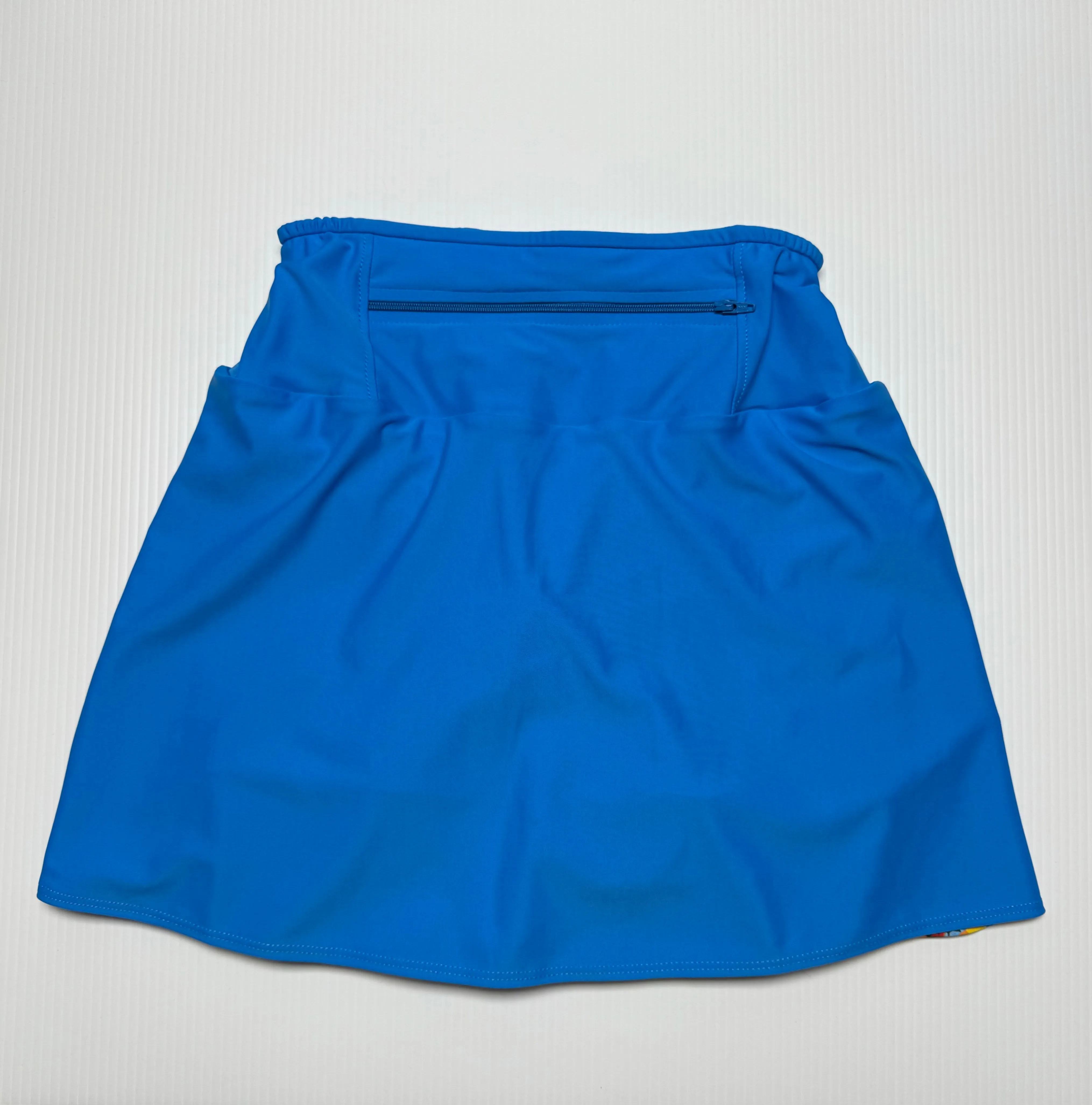 New Blue Contrast FlutterCut™ Skirt Front Zip w/ Piping  - S