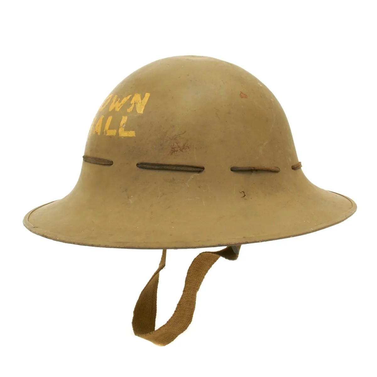 Original British WWII Civil Defense Helmet for Air Raid Use - Marked TOWN HALL