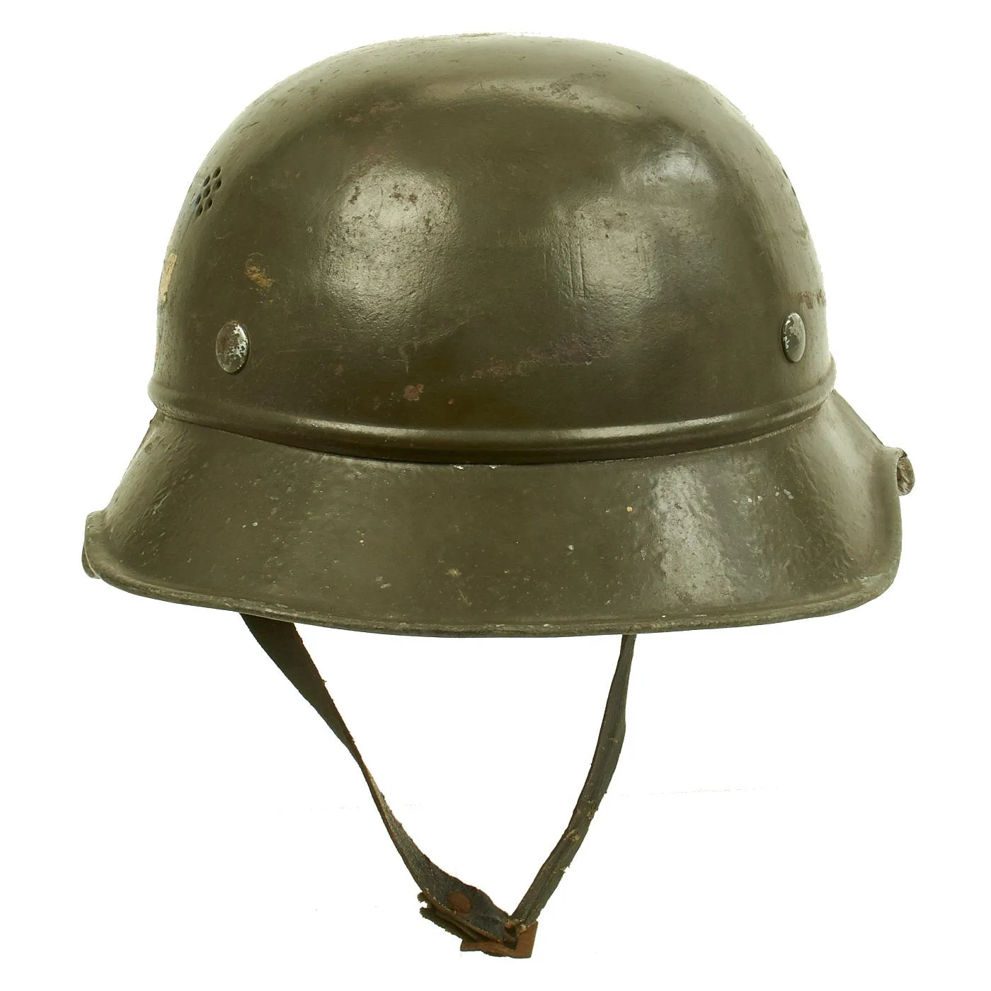 Original Bulgarian WWII Anti-Air & Chemical Defense German-made M38 Beaded Gladiator Helmet