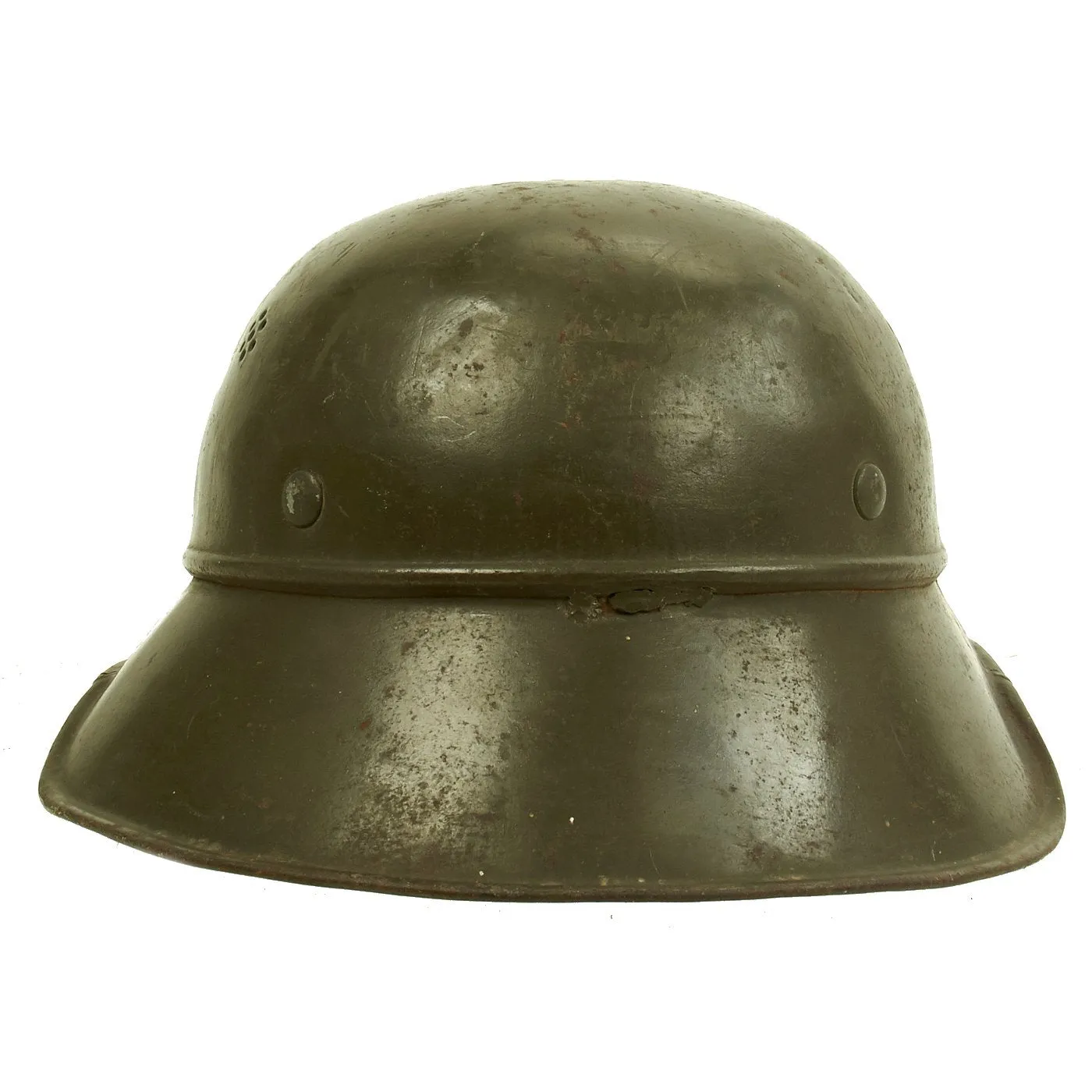 Original Bulgarian WWII Anti-Air & Chemical Defense German-made M38 Beaded Gladiator Helmet